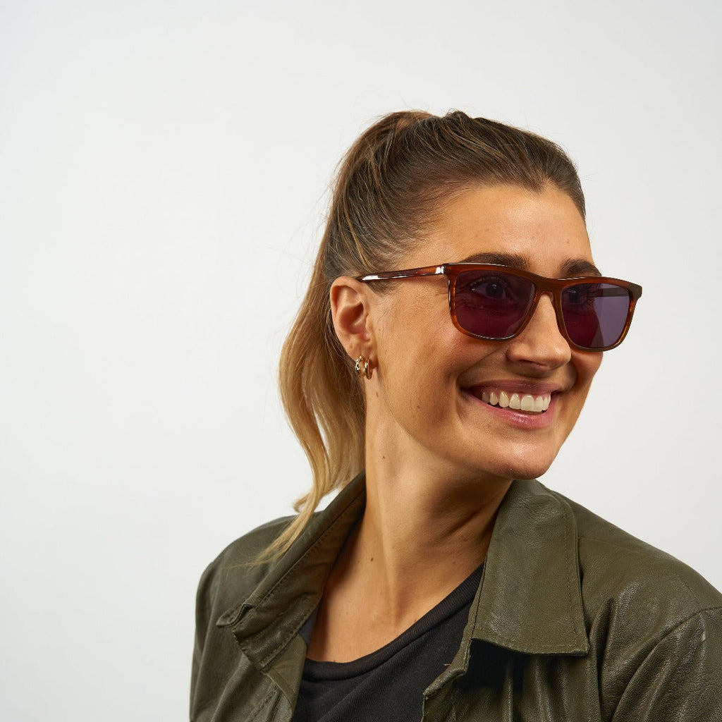 womens oslo shiny walnut sunglasses - www.luxreaderssweden.com