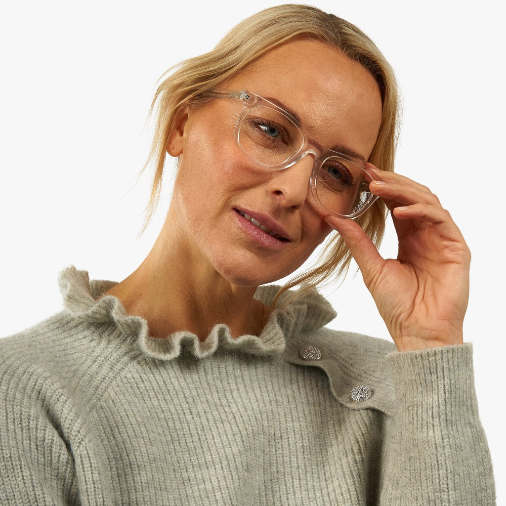 womens malmo crystal white reading glasses - www.luxreaderssweden.com