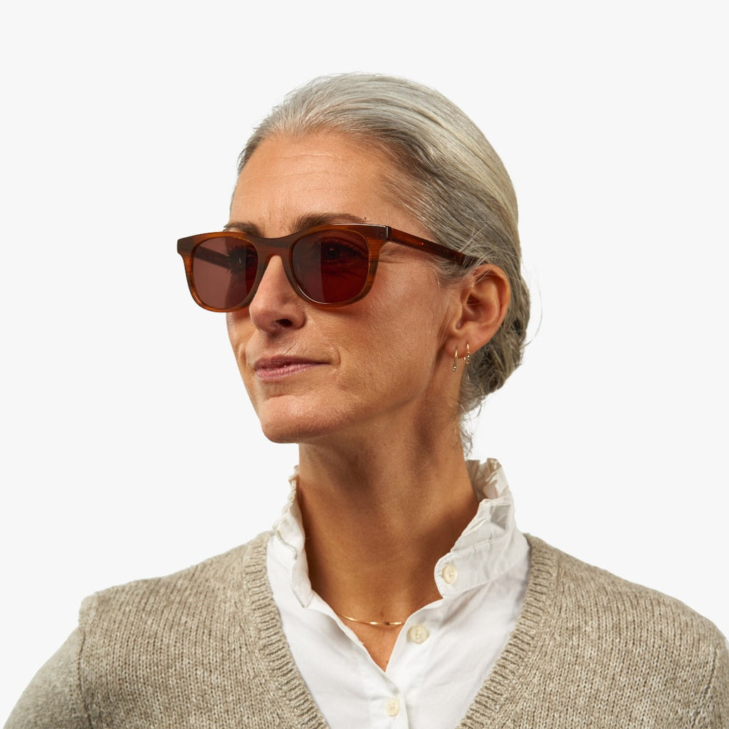 womens malmo shiny walnut sunglasses - www.luxreaderssweden.com