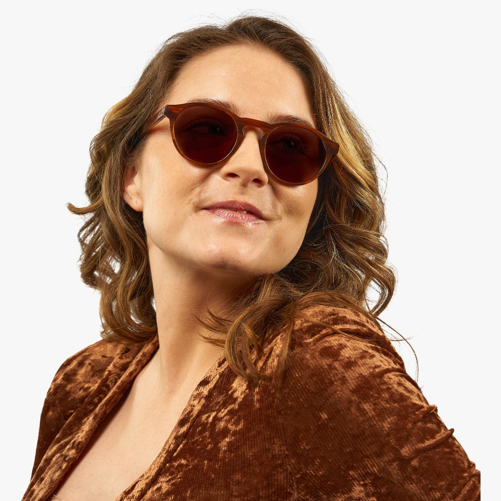 womens trondheim shiny walnut sunglasses - www.luxreaderssweden.com