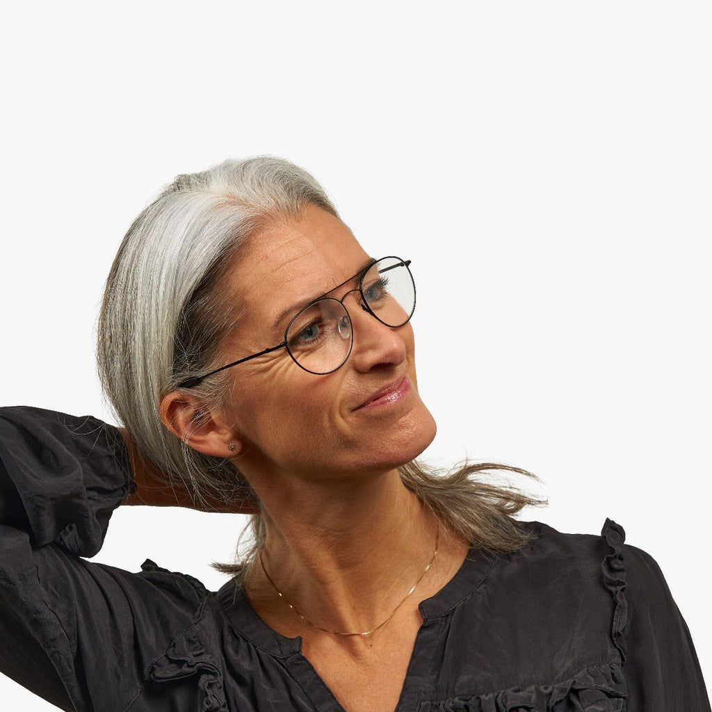 womens goteborg black reading glasses - www.luxreaderssweden.com